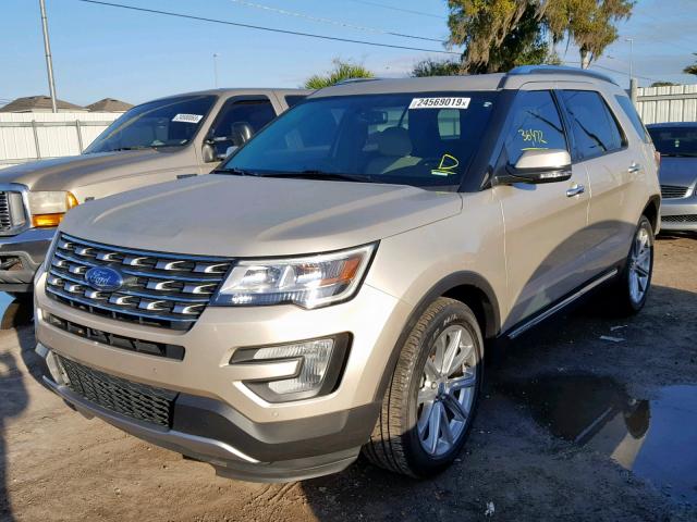 1FM5K7F85HGC33411 - 2017 FORD EXPLORER L BEIGE photo 2