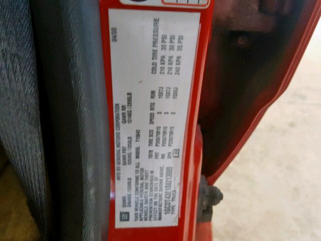 1GCDT43E188213009 - 2008 CHEVROLET COLORADO L RED photo 10