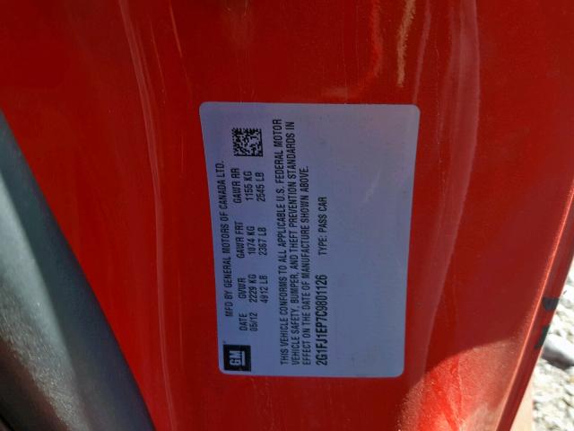 2G1FJ1EP7C9801126 - 2012 CHEVROLET CAMARO ZL1 红色 照片 10