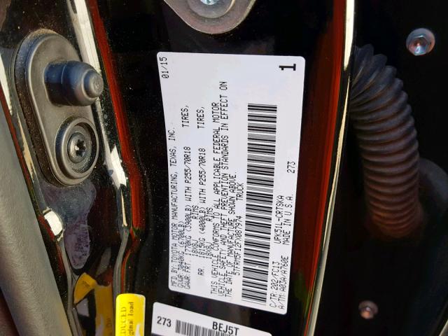 5TFRM5F12FX087974 - 2015 TOYOTA TUNDRA DOU BLACK photo 10