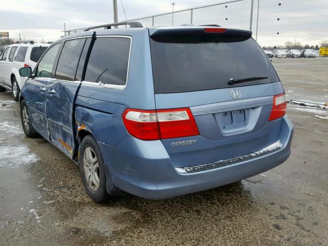 5FNRL387X7B042821 - 2007 HONDA ODYSSEY EX BLUE photo 3