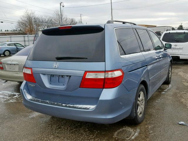 5FNRL387X7B042821 - 2007 HONDA ODYSSEY EX BLUE photo 4