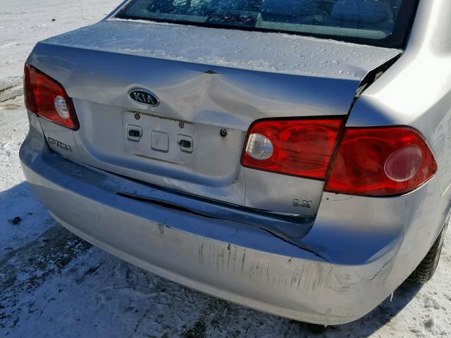 KNAGE123685267541 - 2008 KIA OPTIMA LX SILVER photo 9