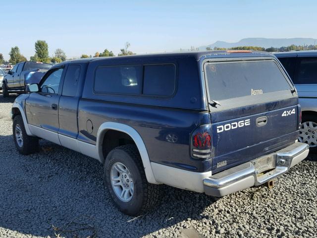 1B7GG22N51S288537 - 2001 DODGE DAKOTA BLUE photo 3