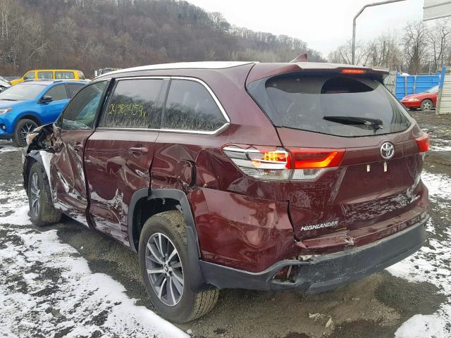 5TDJZRFH9JS849649 - 2018 TOYOTA HIGHLANDER BURGUNDY photo 3