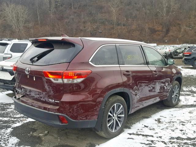 5TDJZRFH9JS849649 - 2018 TOYOTA HIGHLANDER BURGUNDY photo 4