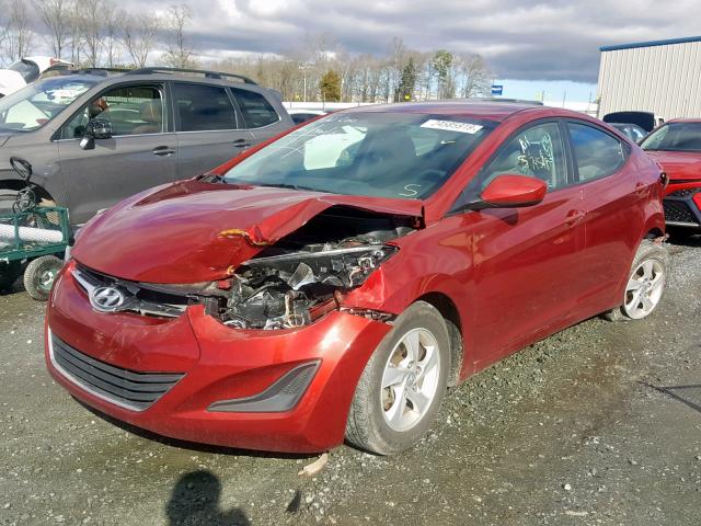 5NPDH4AE7FH554840 - 2015 HYUNDAI ELANTRA SE RED photo 2