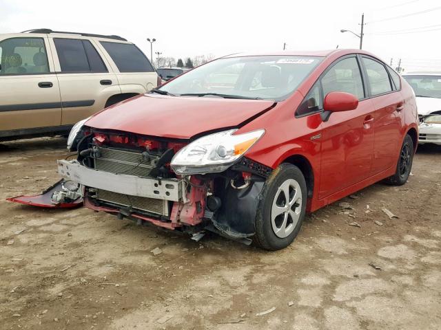 JTDKN3DU2D5692828 - 2013 TOYOTA PRIUS RED photo 2