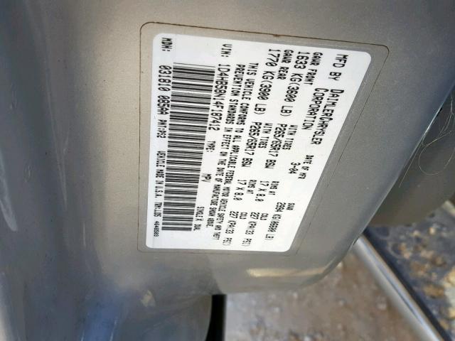 1D4HB58N14F187412 - 2004 DODGE DURANGO LI SILVER photo 10