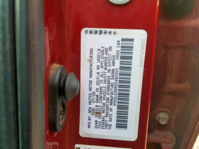 5Y2SL63885Z482353 - 2005 PONTIAC VIBE RED photo 10