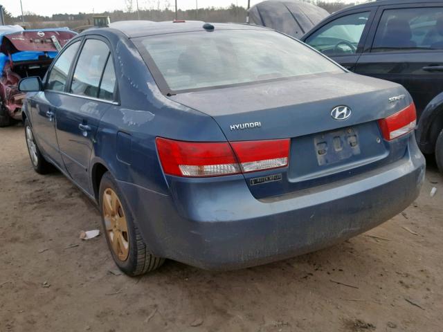 5NPET46C37H280340 - 2007 HYUNDAI SONATA GLS BLUE photo 3