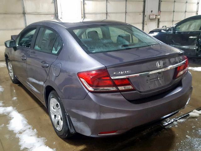 19XFB2F51FE098488 - 2015 HONDA CIVIC LX GRAY photo 3