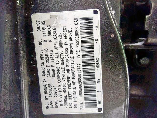 19UUA66268A013742 - 2008 ACURA TL GRAY photo 9