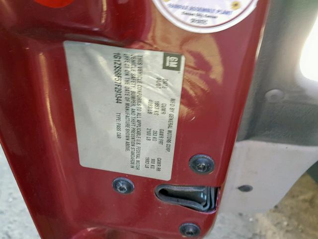 1G1ZS58F57F291344 - 2007 CHEVROLET MALIBU LS ბურგუნდია ფოტო 10