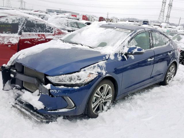 5NPD84LF1HH051166 - 2017 HYUNDAI ELANTRA BLUE photo 2