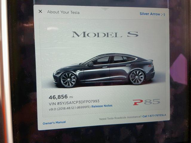 5YJSA1CP3DFP07993 - 2013 TESLA MODEL S GRAY photo 8