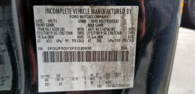 1FDUF5GYXFED20930 - 2015 FORD F550 SUPER BLACK photo 10