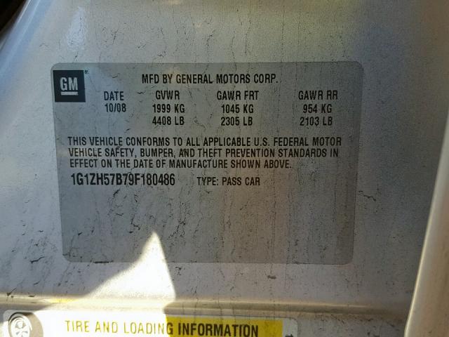 1G1ZH57B79F180486 - 2009 CHEVROLET MALIBU 1LT SILVER photo 10