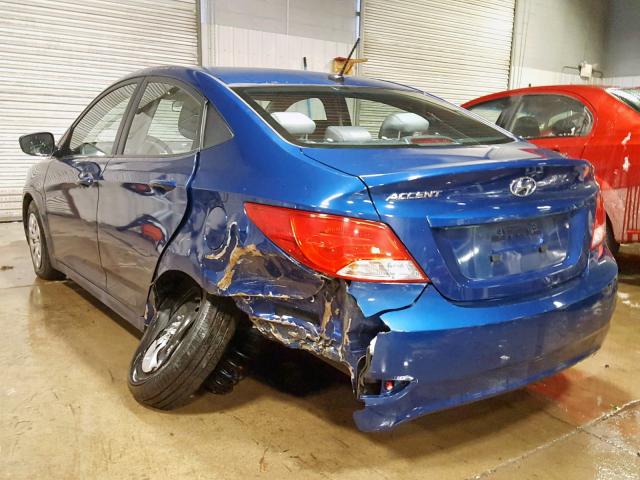 KMHCT4AEXHU186443 - 2017 HYUNDAI ACCENT SE BLUE photo 3