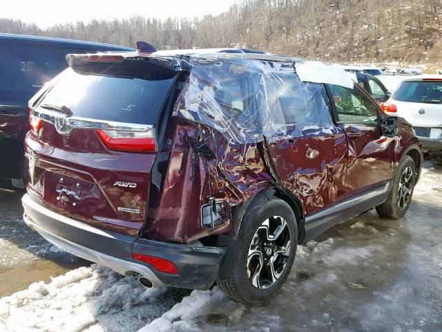 7FARW2H9XJE027072 - 2018 HONDA CR-V TOURI BURGUNDY photo 4