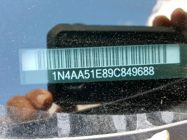 1N4AA51E89C849688 - 2009 NISSAN MAXIMA S BLACK photo 10