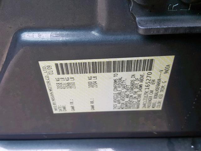 1N4CL21E29C165270 - 2009 NISSAN ALTIMA HYB GRAY photo 10