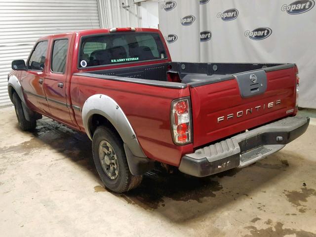 1N6ED29X02C318026 - 2002 NISSAN FRONTIER C RED photo 3