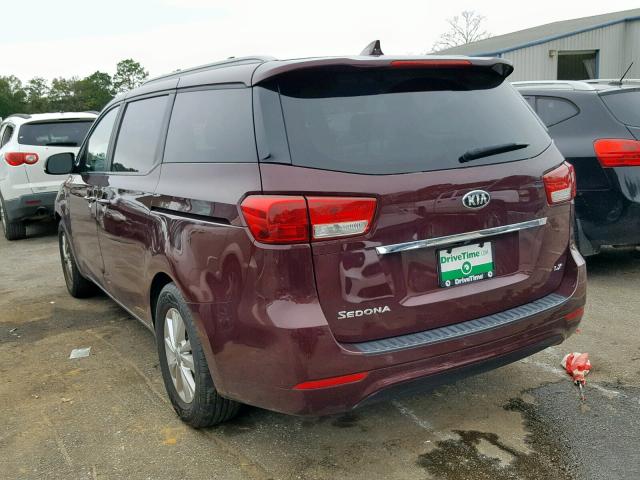 KNDMB5C12F6043032 - 2015 KIA SEDONA LX MAROON photo 3