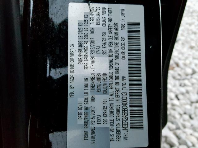 JM3ER2A58B0400013 - 2011 MAZDA CX-7 BLACK photo 10