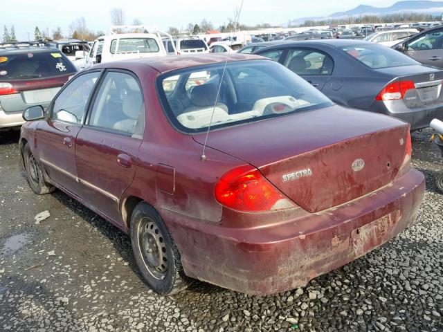 KNAFB121225202230 - 2002 KIA SPECTRA BA MAROON photo 3