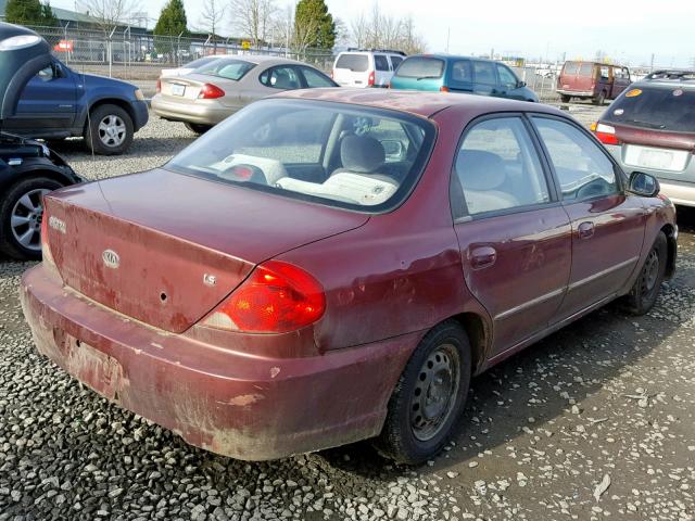 KNAFB121225202230 - 2002 KIA SPECTRA BA MAROON photo 4