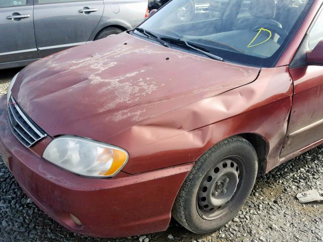 KNAFB121225202230 - 2002 KIA SPECTRA BA MAROON photo 9