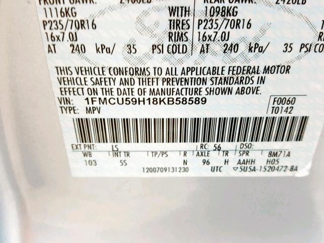 1FMCU59H18KB58589 - 2008 FORD ESCAPE HEV BLUE photo 10