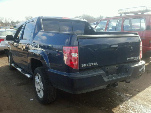 2HJYK16549H500740 - 2009 HONDA RIDGELINE BLUE photo 3