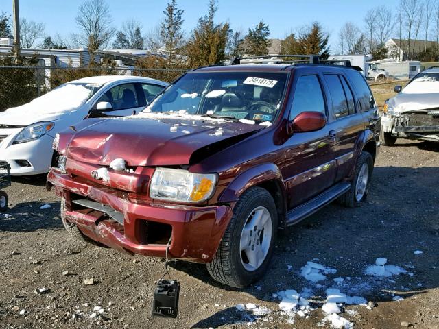 JNRDR09Y42W257002 - 2002 INFINITI QX4 BURGUNDY photo 2