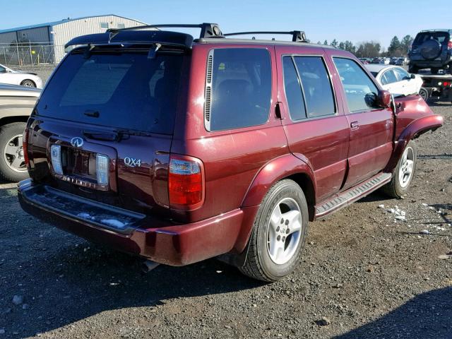 JNRDR09Y42W257002 - 2002 INFINITI QX4 BURGUNDY photo 4