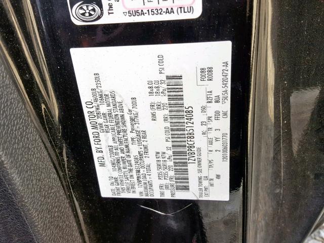 1ZVBP8CF8B5124085 - 2011 FORD MUSTANG GT BLACK photo 10