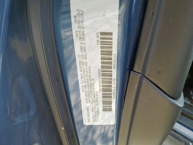 4S4WX91D794400358 - 2009 SUBARU TRIBECA BLUE photo 10