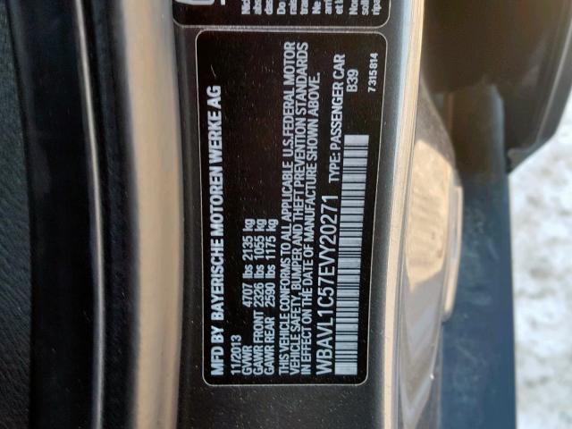 WBAVL1C57EVY20271 - 2014 BMW X1 XDRIVE2 GRAY photo 10