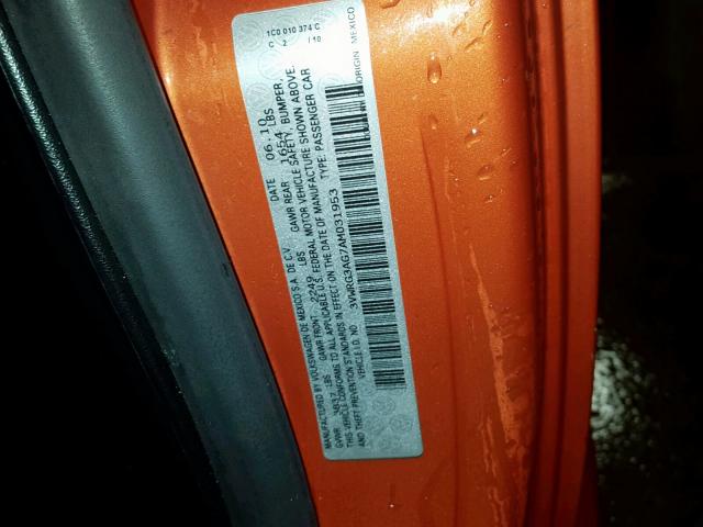 3VWRG3AG7AM031953 - 2010 VOLKSWAGEN NEW BEETLE Narıncı foto 10