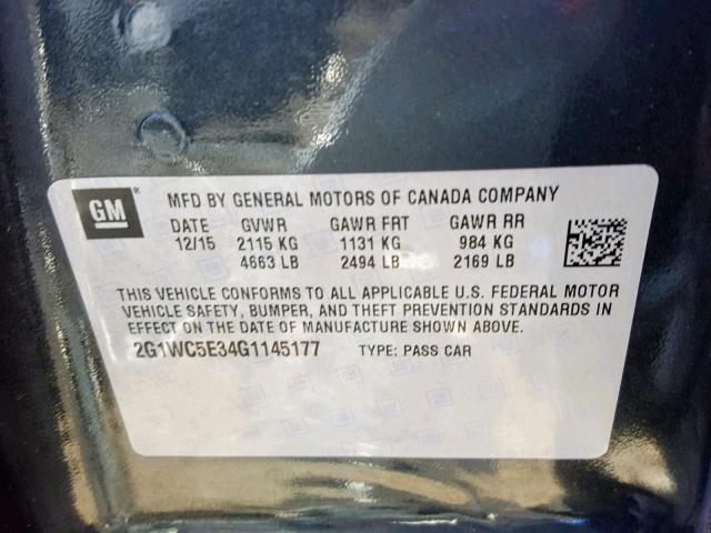 2G1WC5E34G1145177 - 2016 CHEVROLET IMPALA LIM GRAY photo 10