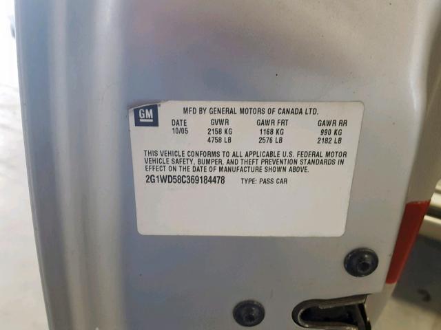 2G1WD58C369184478 - 2006 CHEVROLET IMPALA SUP 银色 照片 10