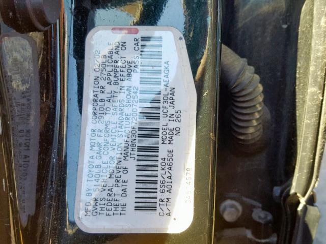 JTHBN30F720072542 - 2002 LEXUS LS 430 GREEN photo 10