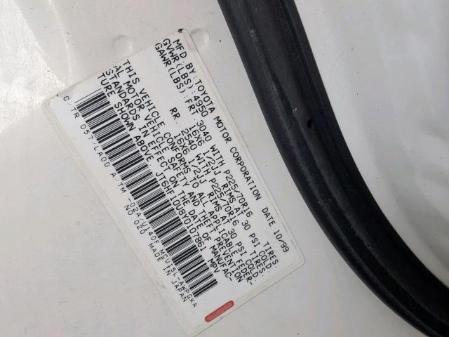 JT6HF10U8Y0107861 - 2000 LEXUS RX 300 CREAM photo 10