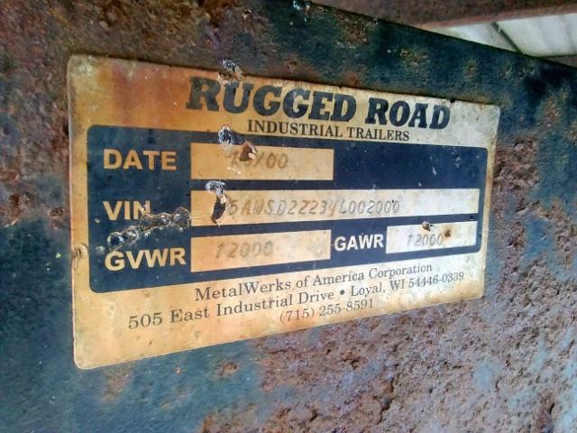 5AWSD22234L002000 - 2000 UTILITY TRAILER Qara foto 10