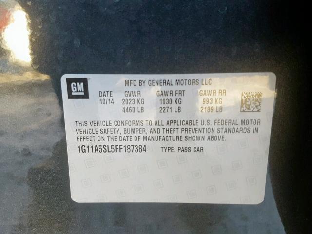 1G11A5SL5FF187384 - 2015 CHEVROLET MALIBU LS CHARCOAL photo 10