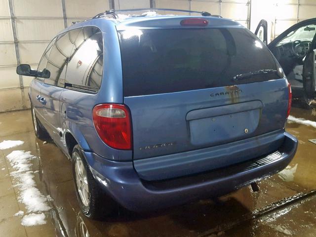 1D4GP45R87B206211 - 2007 DODGE CARAVAN SX BLUE photo 3