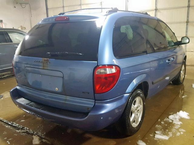 1D4GP45R87B206211 - 2007 DODGE CARAVAN SX BLUE photo 4