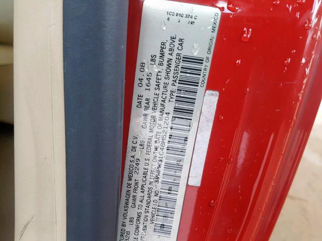 3VWPW31C48M521204 - 2008 VOLKSWAGEN NEW BEETLE Rot Foto 10