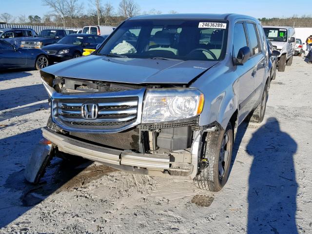 5FNYF3H25DB044852 - 2013 HONDA PILOT LX SILVER photo 2